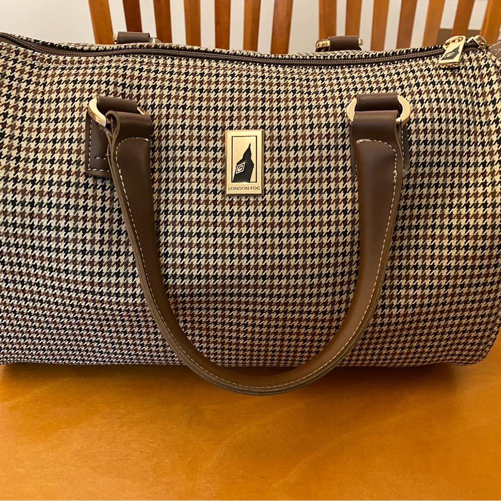 Vintage Houndstooth London Fog Travel Satchel